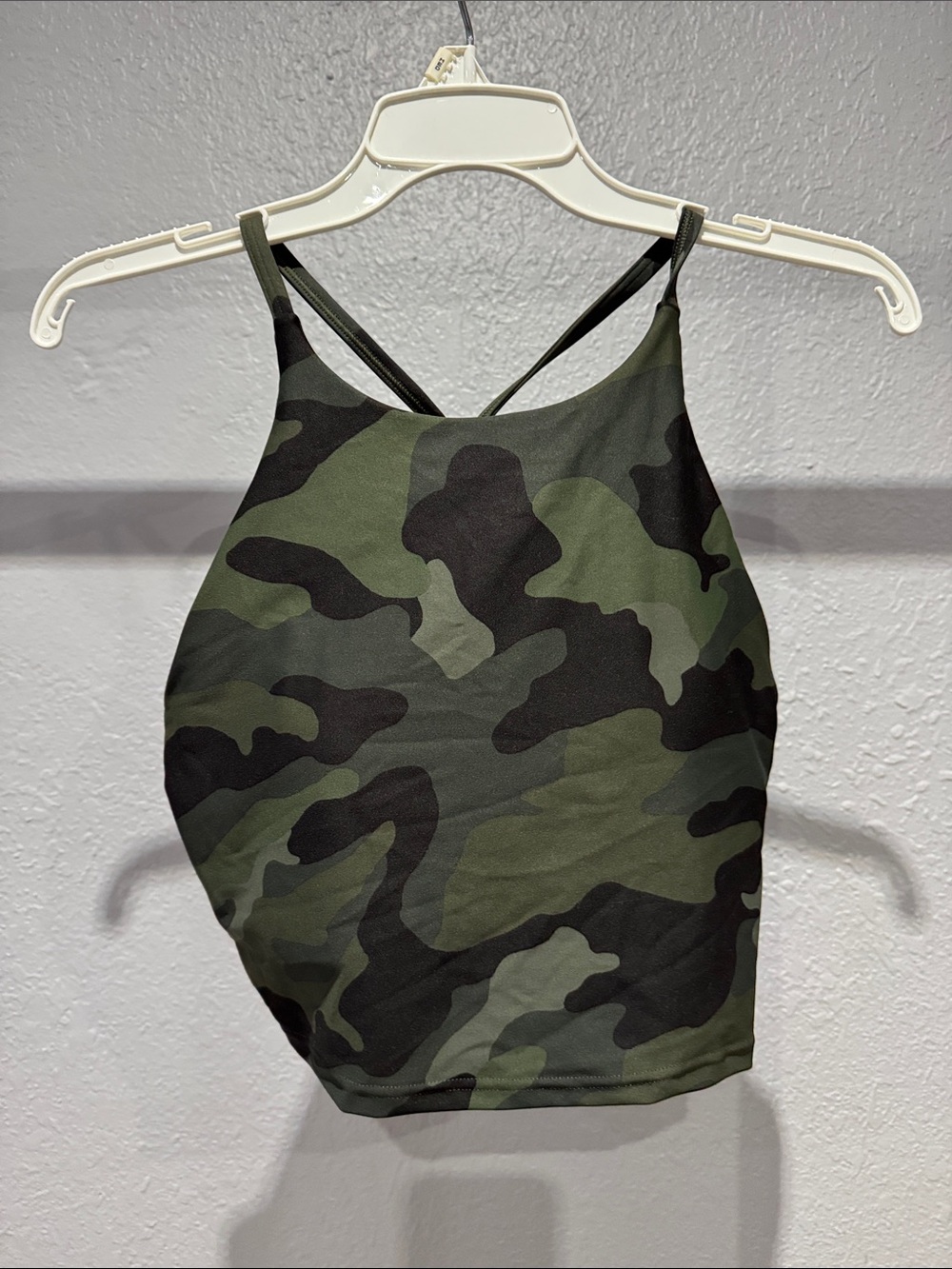 Old Navy Green Camouflage High-Neck Crop Cami
